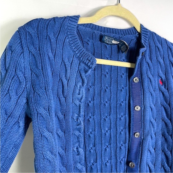 Polo by Ralph Lauren Cable Knit Long Sleeve Cardigan in Blue, Size Small - Picture 6 of 12